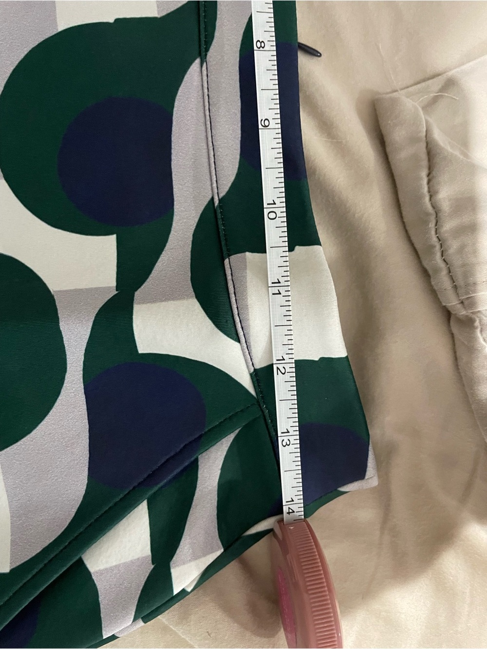 NWT Etre Cecile Sz L A-Line Midi Skirt in Green, Navy & White Geometric Print - Picture 5 of 5